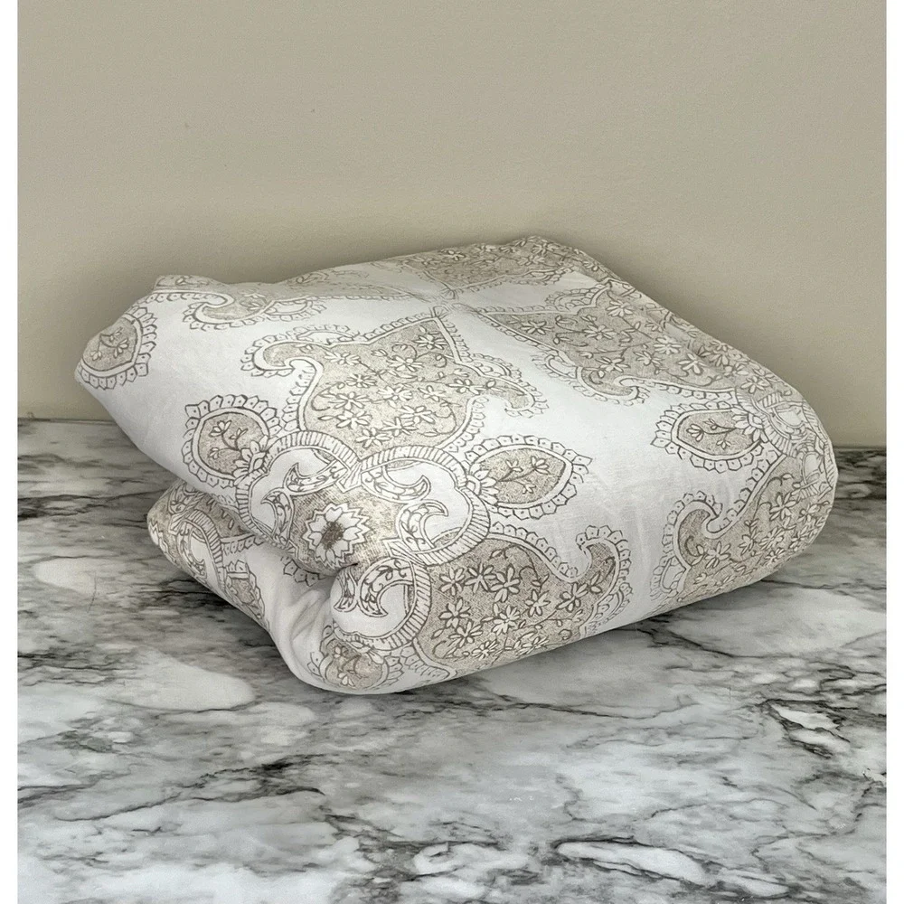 POTTERY BARN Sonya Medallion Corton Linen Duvet Cover Boho Full/Queen